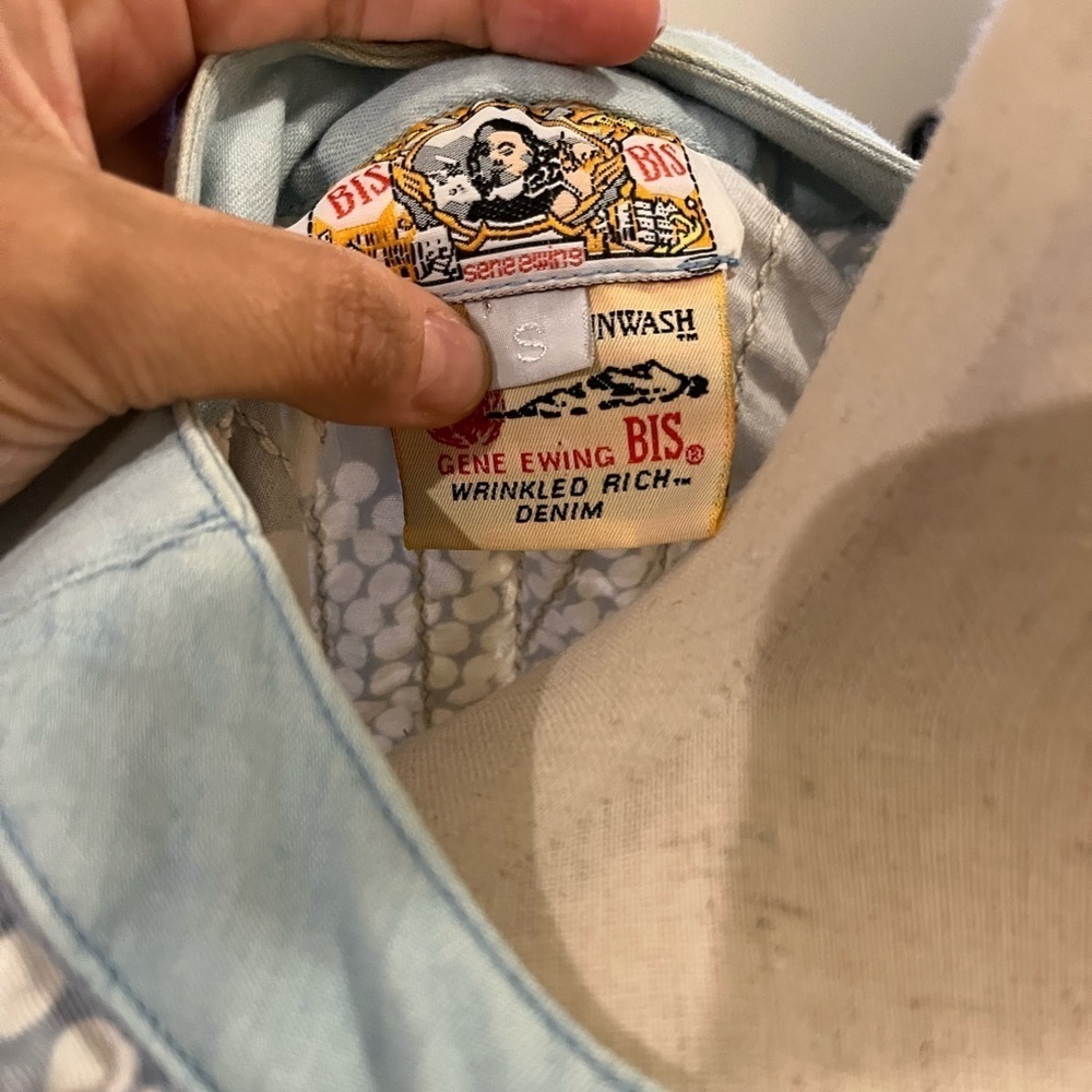 90’s Gene Ewing BIS Wrinkled Denim Jacket - Picture 5 of 6
